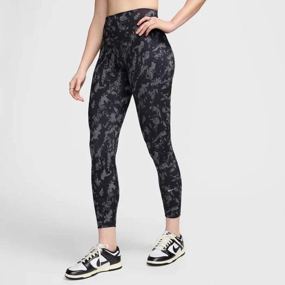 Nike One Women's High-Waisted‎ 7/8 Printed Leggings Black Speckle Size Small NWT